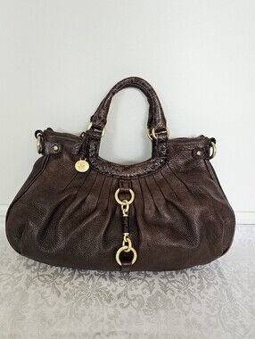 Brahmin Elisa Dark Brown Croc-Embossed Leather Hobo Satchel